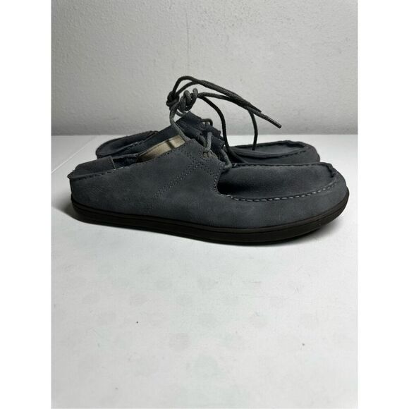 Men's Olukai Ohana Shoes Lace Up Sneaker Size US 10M EUR 43 Suede Gray EUC - Picture 1 of 11